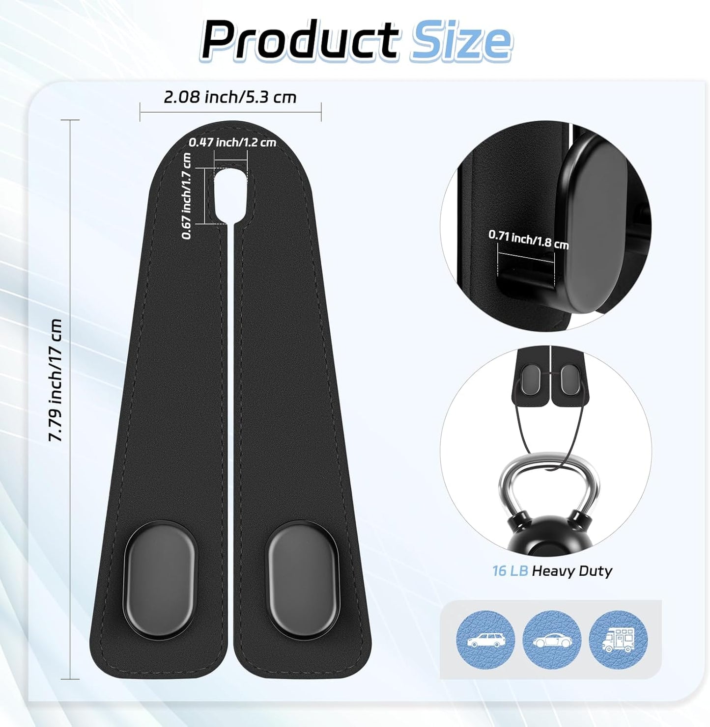 Car Seat Headrest Hook | Vegan Leather Hooks (Buy 1 Get 1 Free)