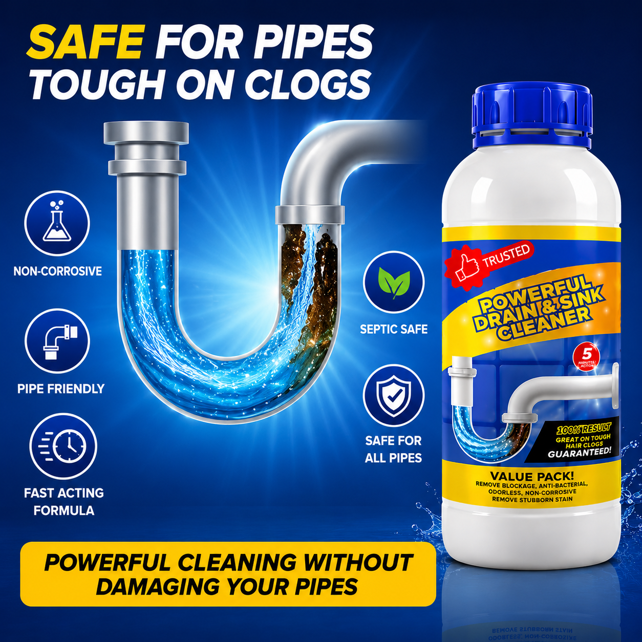 Power Drain™ Drain & Sink Cleaner (110g) | Instantly Removes Tough Pipe Blockages | Buy 1 Get 3 Free