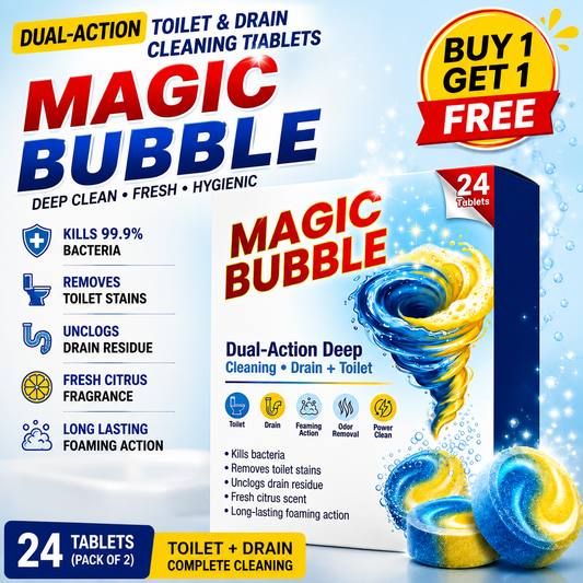 Magic Bubble™ Dual-Action Toilet & Drain Cleaning Tablets (24 Tablets) | Buy 1 Get 1 Free