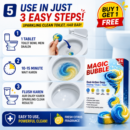 Magic Bubble™ Dual-Action Toilet & Drain Cleaning Tablets (24 Tablets) | Buy 1 Get 1 Free