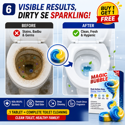 Magic Bubble™ Dual-Action Toilet & Drain Cleaning Tablets (24 Tablets) | Buy 1 Get 1 Free