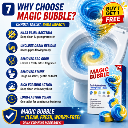 Magic Bubble™ Dual-Action Toilet & Drain Cleaning Tablets (24 Tablets) | Buy 1 Get 1 Free