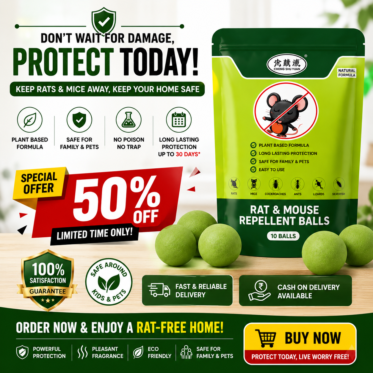 RatShield™ Rodent Repellent Balls 🐭🔥 FLAT 50% OFF (Limited Time Offer)